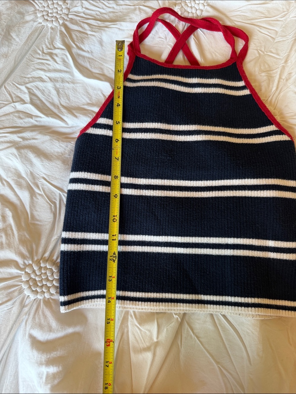 Hollister Navy Blue & White Striped Knit Halter Tank with Red Trim. SMALL. EUC - Picture 8 of 10